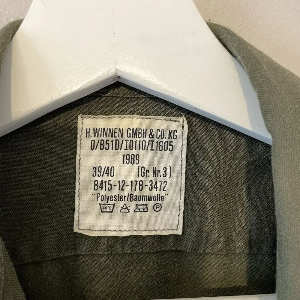 Vintage 1989 Army Coat Shirt Sz 39/40 Mens Military